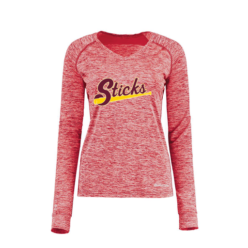 [222770.T20.XS-LOGO3] Ladies Electric Long Sleeve Shirt (Female Adult XS, Red, Logo 3)