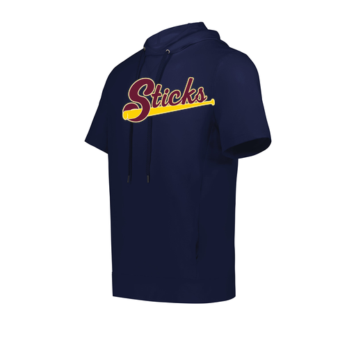 [222505.065.S-LOGO3] Men's Venturs Soft Knit Short Sleeve Hoodie (Adult S, Navy, Logo 3)